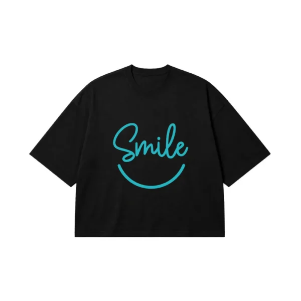 تیشرت باکسی نوشته Smile طرح مینیمال کد 17074