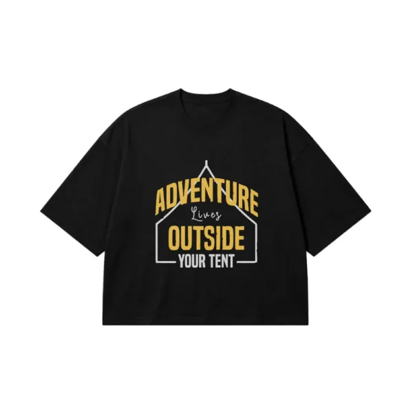 تیشرت باکسی کمپینگ طرح Adventure Lives Outside Your Tent کد 17079
