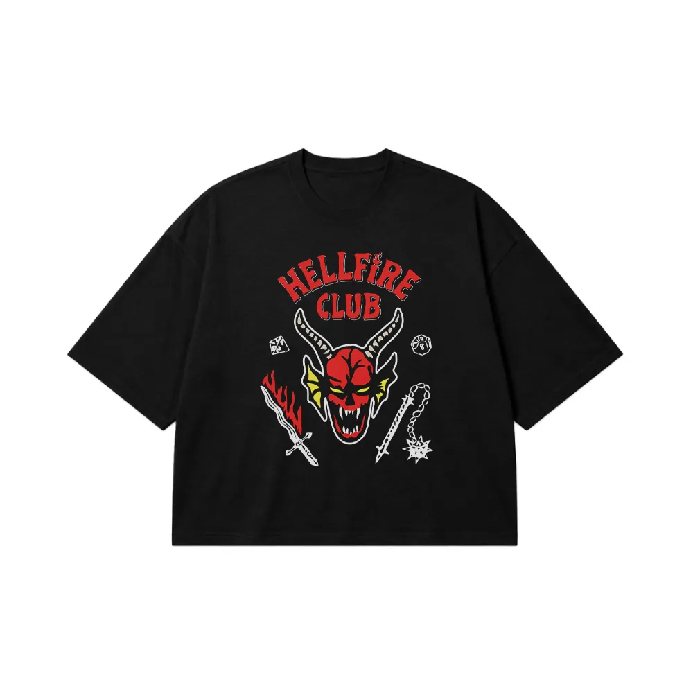 تیشرت باکسی سریال استرنجر تینگز طرح Hellfire Club کد 17118