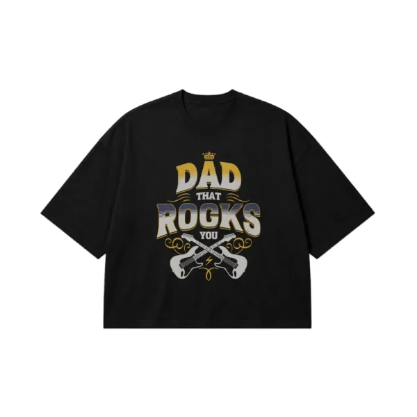 تیشرت باکسی پدر طرح گیتار و موسیقی راک (Dad That Rocks You) کد 17417
