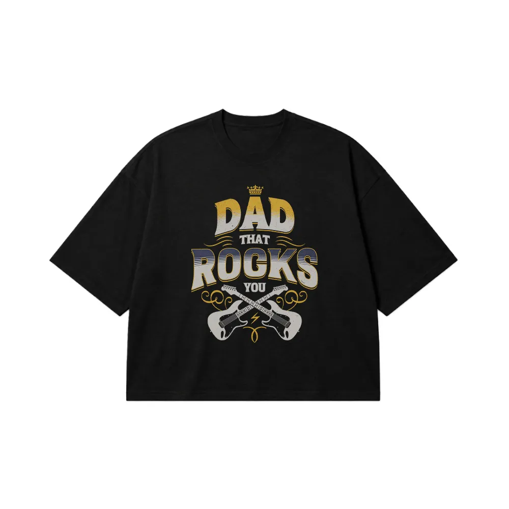 تیشرت باکسی پدر طرح گیتار و موسیقی راک (Dad That Rocks You) کد 17417