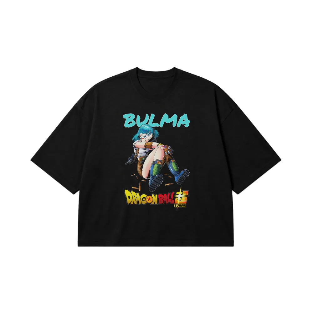تیشرت باکسی انیمه دراگون بال طرح بولما (Bulma) کد 17580