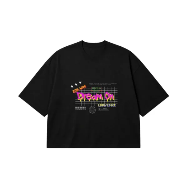 تیشرت باکسی انگیزشی طرح Dream On کد 1763