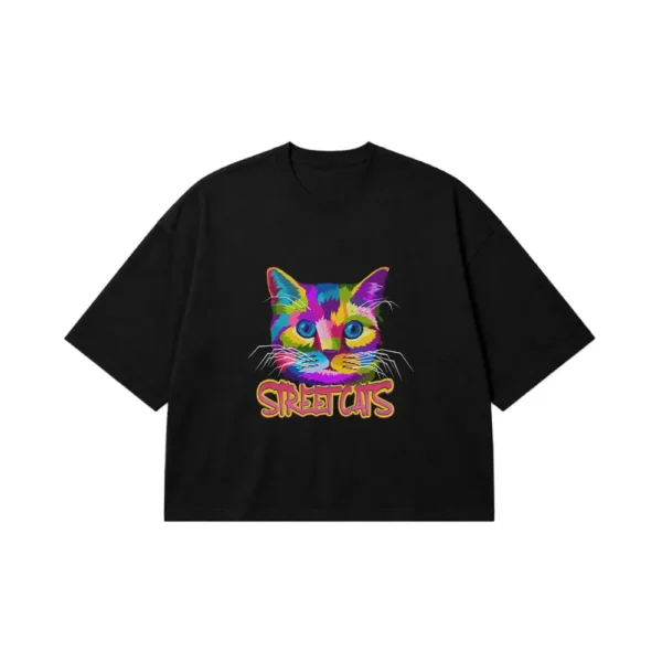 تیشرت باکسی گربه رنگین‌کمان (Rainbow Cat) کد 181