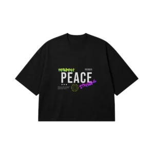تیشرت باکسی استریت‌ویر طرح Respect Peace Struggle کد 1813