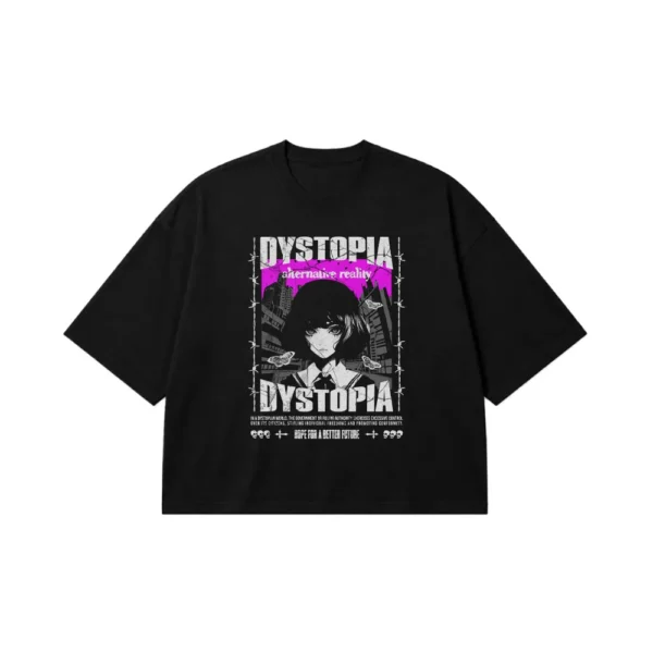 تیشرت باکسی انیمه دارک طرح Dystopia کد 18311