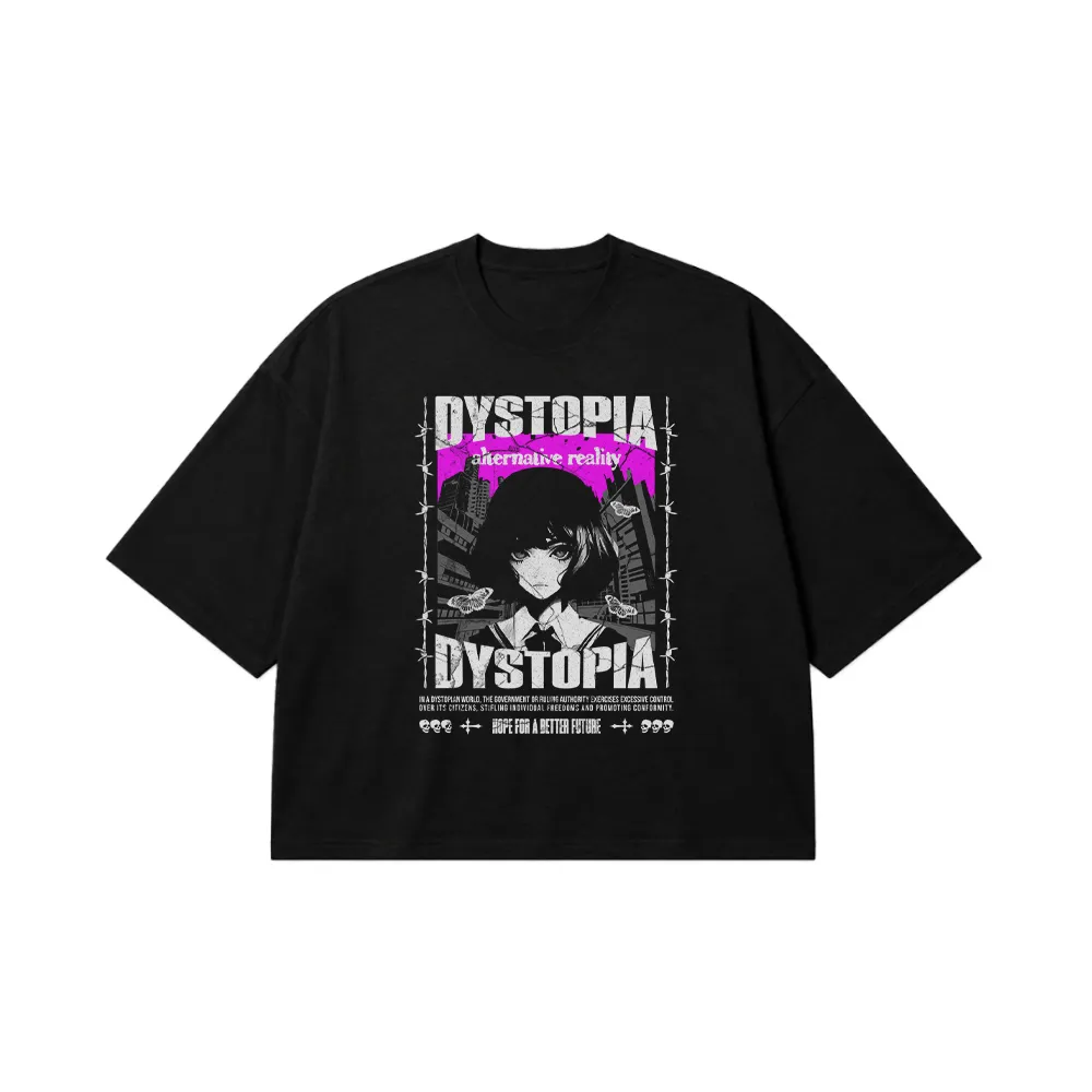 تیشرت باکسی انیمه دارک طرح Dystopia کد 18311
