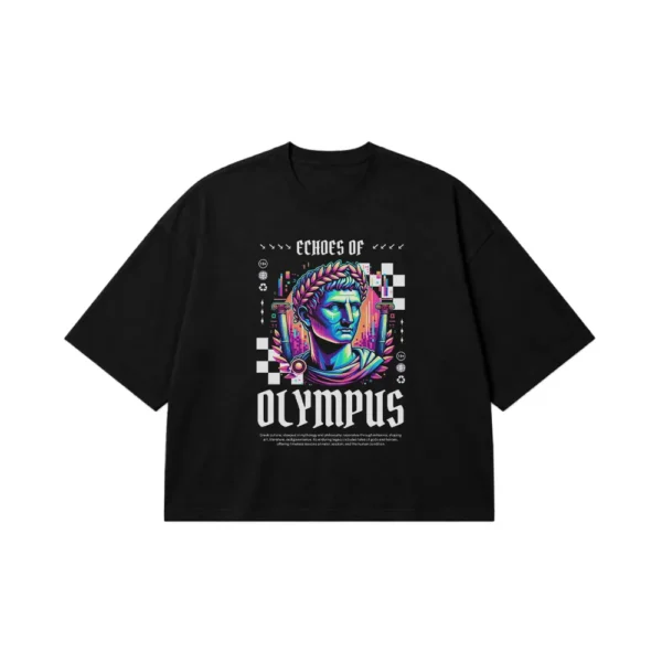 تیشرت باکسی المپوس طرح مجسمه نئونی (Olympus) کد 18361