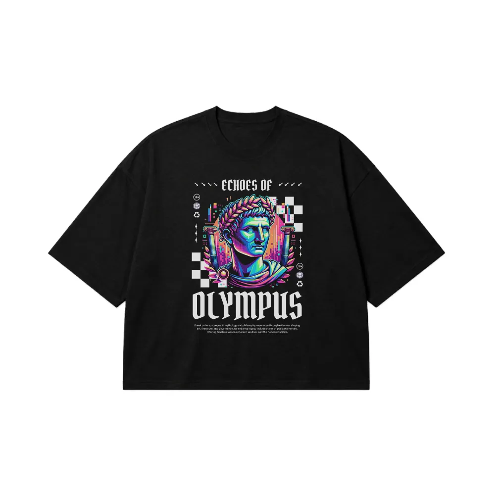 تیشرت باکسی المپوس طرح مجسمه نئونی (Olympus) کد 18361