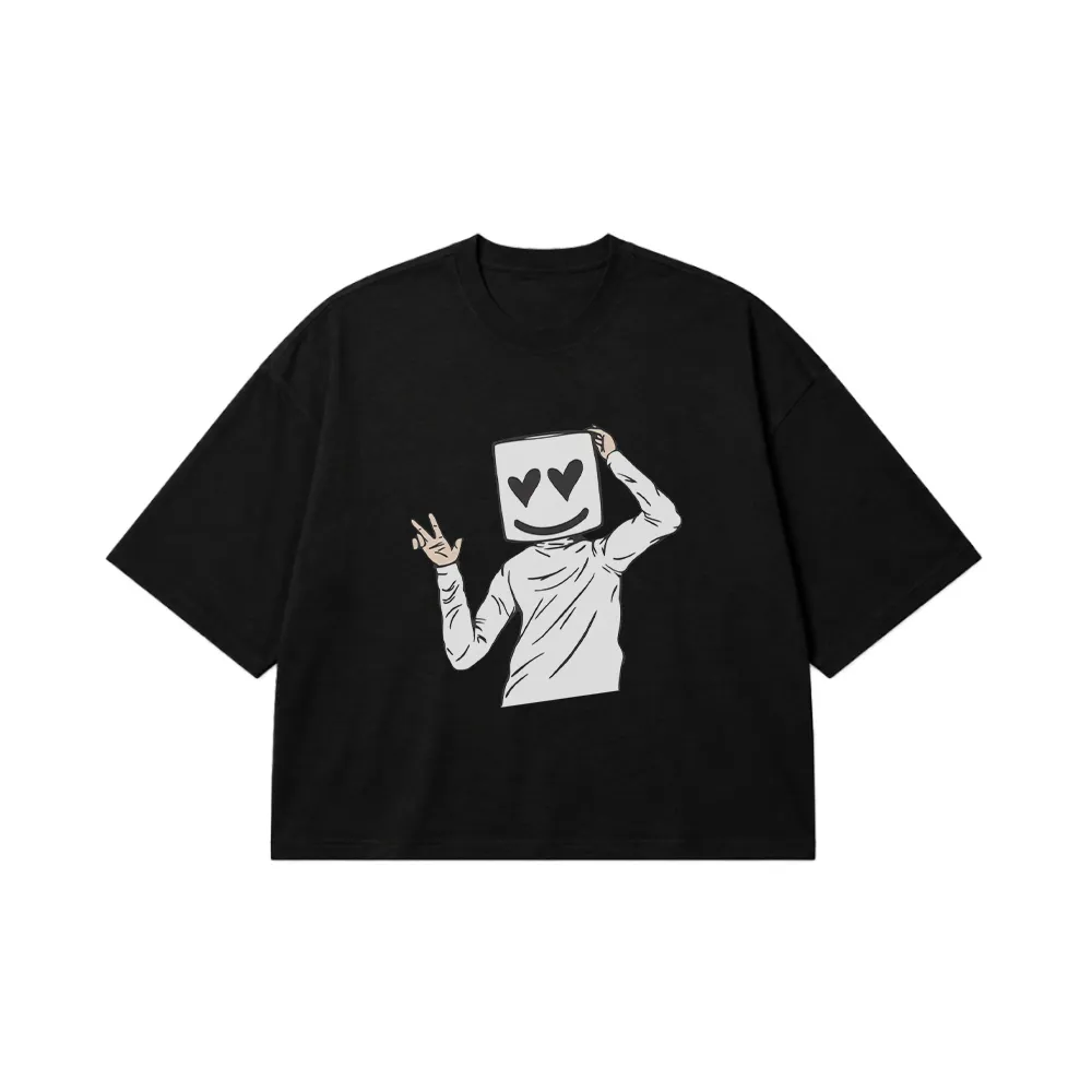 تیشرت باکسی مارشملو طرح سلام کارتونی (Marshmello) کد 1840