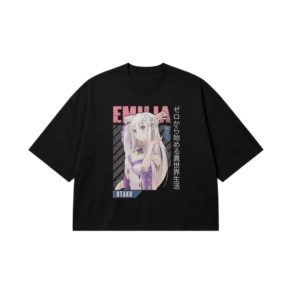 تیشرت باکسی انیمه ری زیرو طرح امیلیا (Emilia) کد 18415