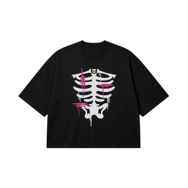 تیشرت باکسی اسکلت طرح دنده (Ribcage) کد 18460