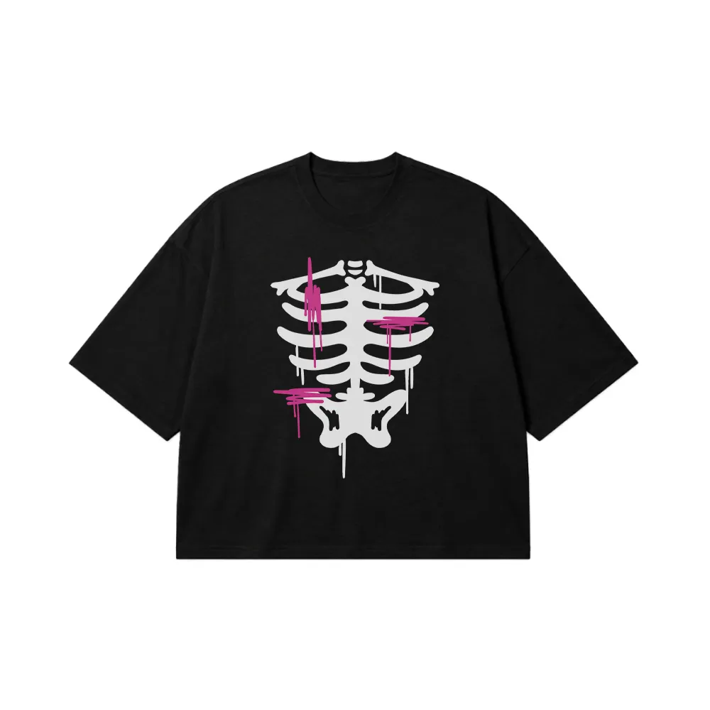 تیشرت باکسی اسکلت طرح دنده (Ribcage) کد 18460