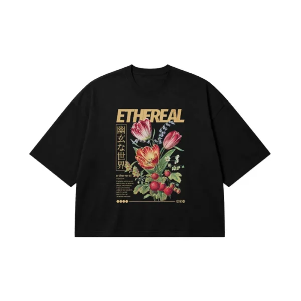 تیشرت باکسی گل طرح Ethereal کد 18490