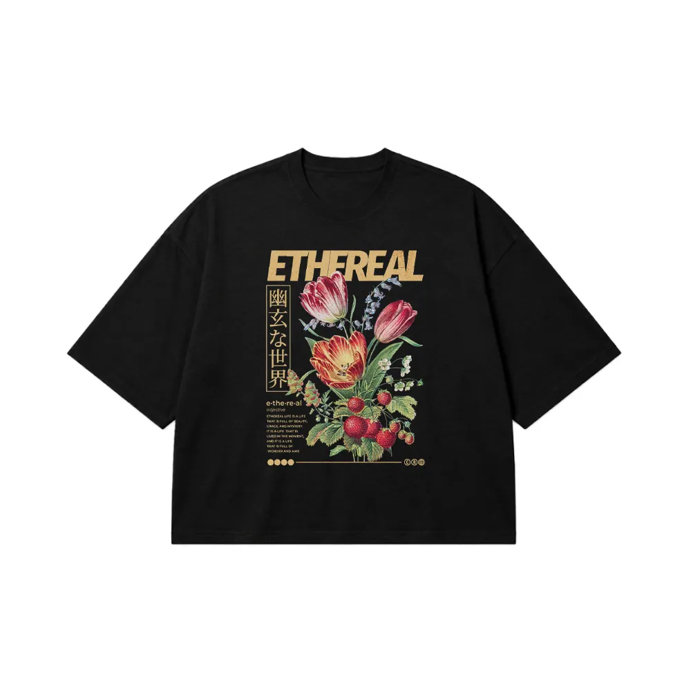 تیشرت باکسی گل طرح Ethereal کد 18490