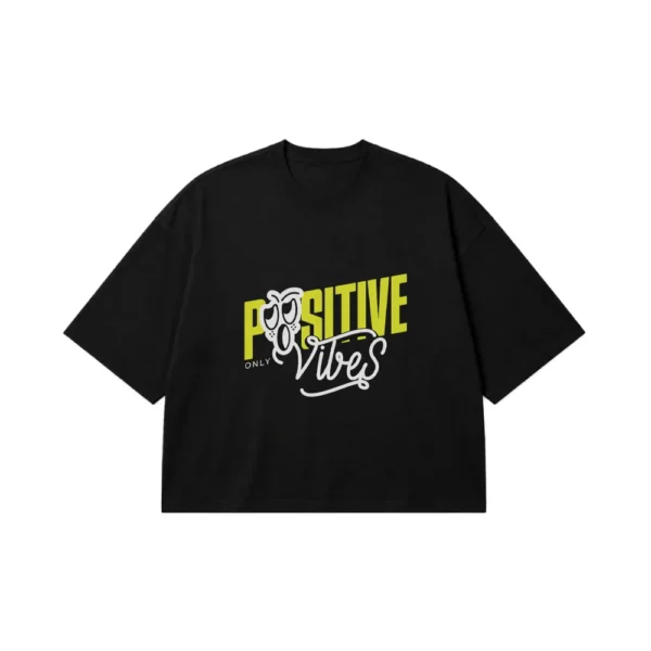 تیشرت باکسی حال و هوای مثبت طرح Positive Vibes کد 1850