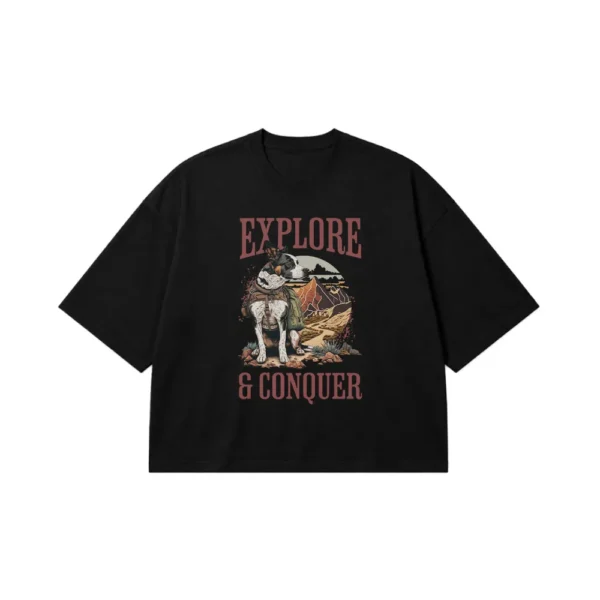 تیشرت باکسی ماجراجویی طرح Explore And Conquer کد 18532
