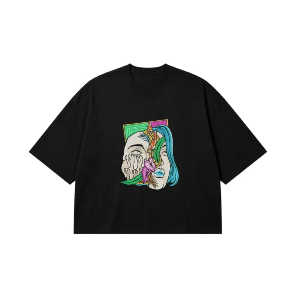 تیشرت باکسی جمجمه طرح دختر گریان (Crying Skull Girl) کد 18564