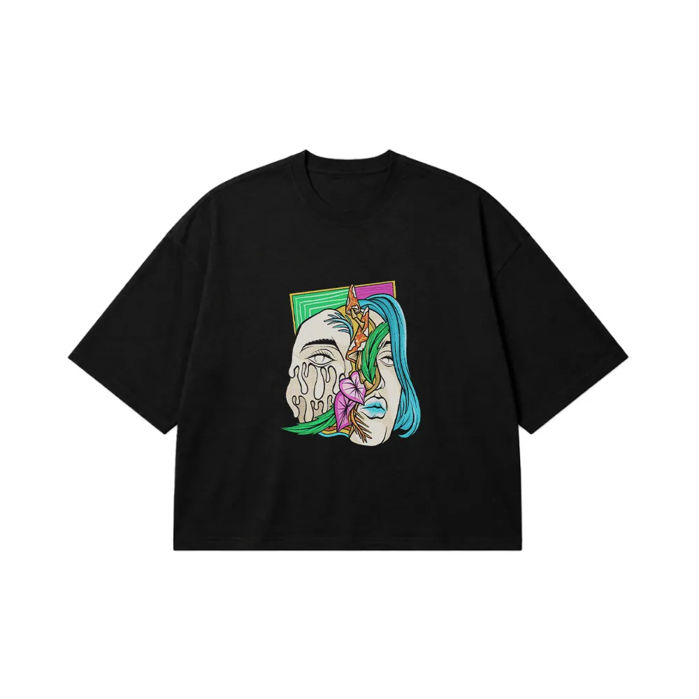 تیشرت باکسی جمجمه طرح دختر گریان (Crying Skull Girl) کد 18564