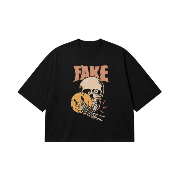 تیشرت باکسی جمجمه طرح Fake کد 18588