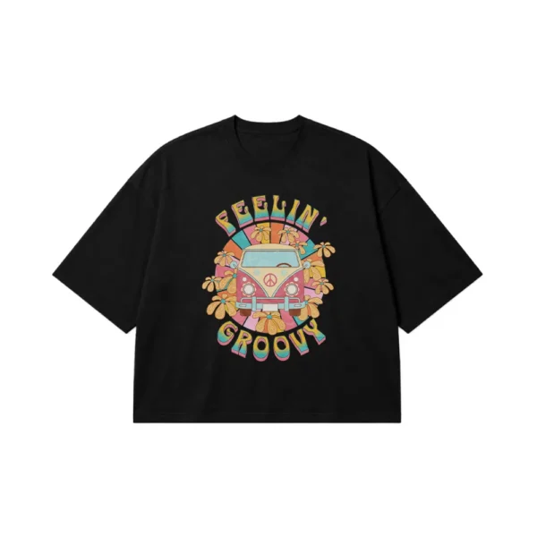 تیشرت باکسی ون فولکس‌واگن طرح Feelin Groovy کد 18653
