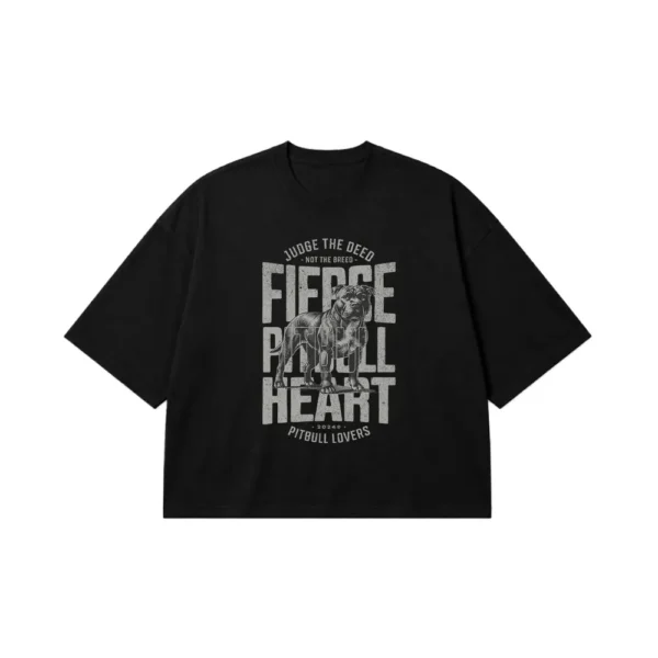 تیشرت باکسی سگ پیتبول طرح Fierce Heart کد 18692