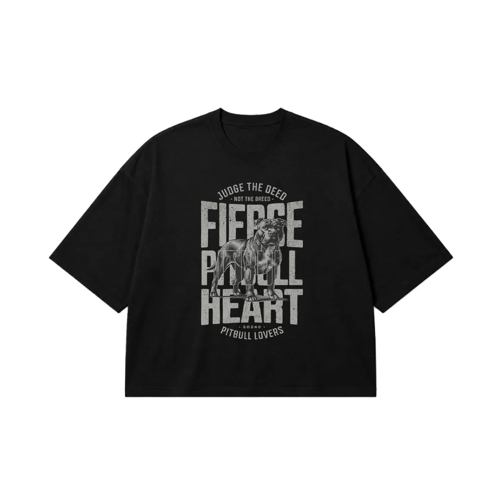 تیشرت باکسی سگ پیتبول طرح Fierce Heart کد 18692