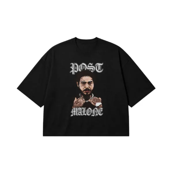 تیشرت باکسی پست مالون طرح پرتره (Post Malone) کد 187