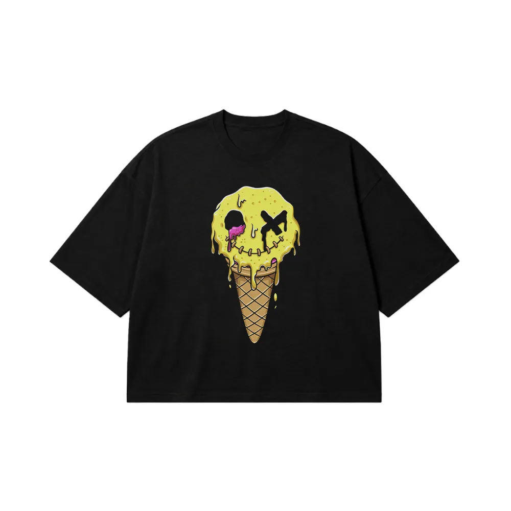 تیشرت باکسی بستنی جمجمه‌ای طرح کارتونی کد 18709