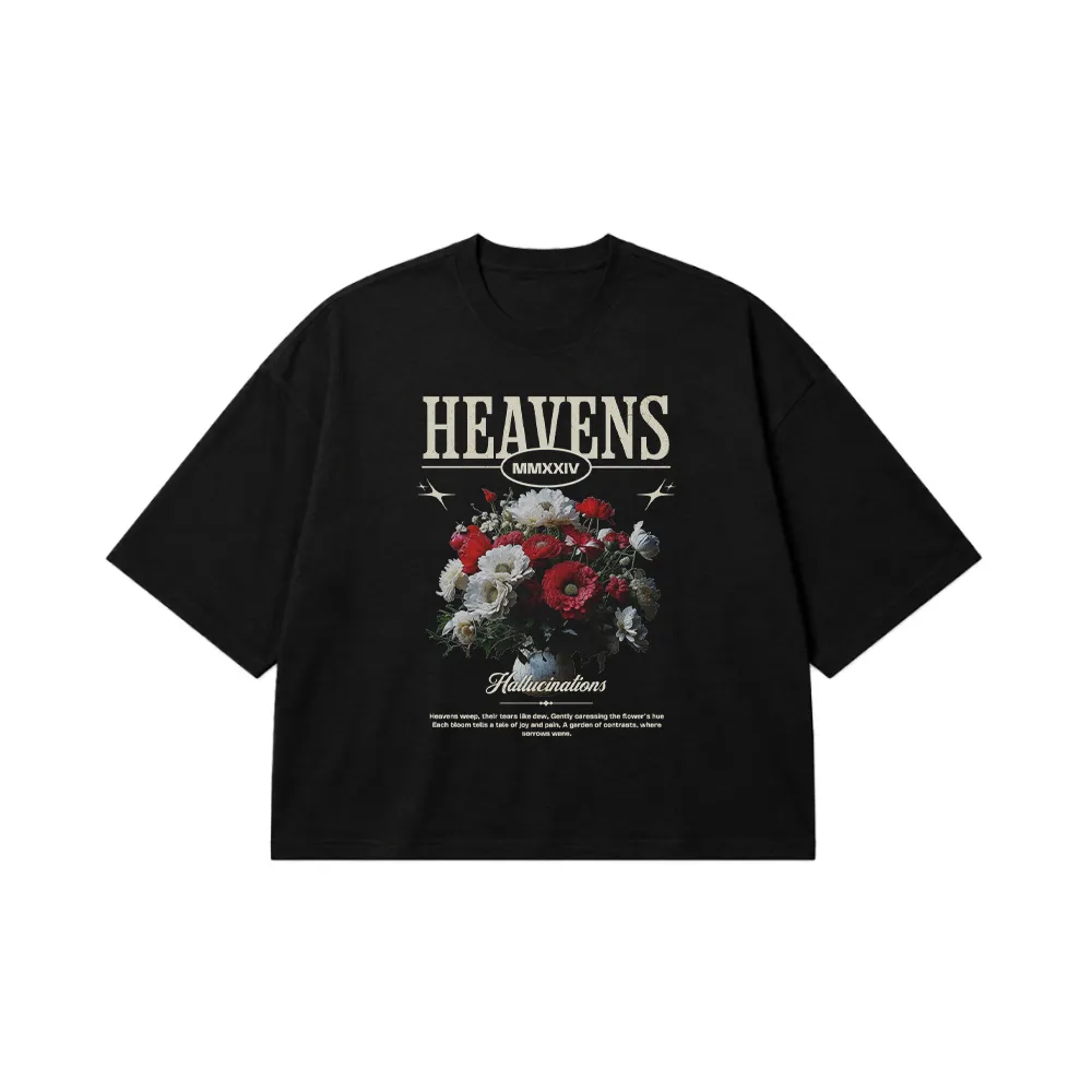 تیشرت باکسی گل طرح Heavens کد 18742