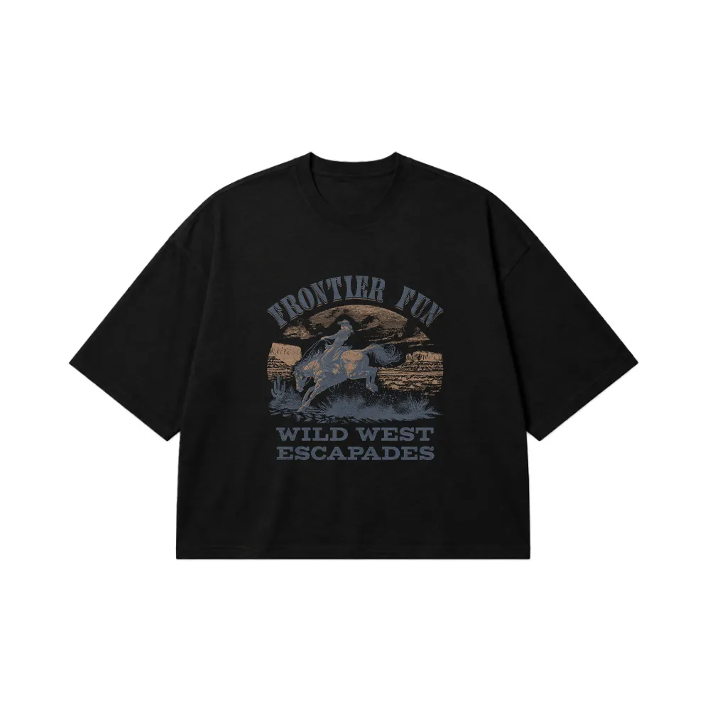 تیشرت باکسی وسترن طرح Wild West Escapades کد 18845