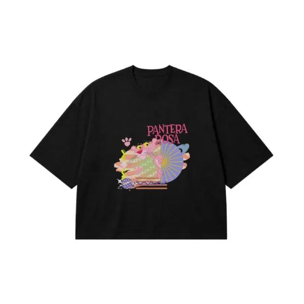 تیشرت باکسی پلنگ صورتی و نوشته Pantera Rosa کد 1899