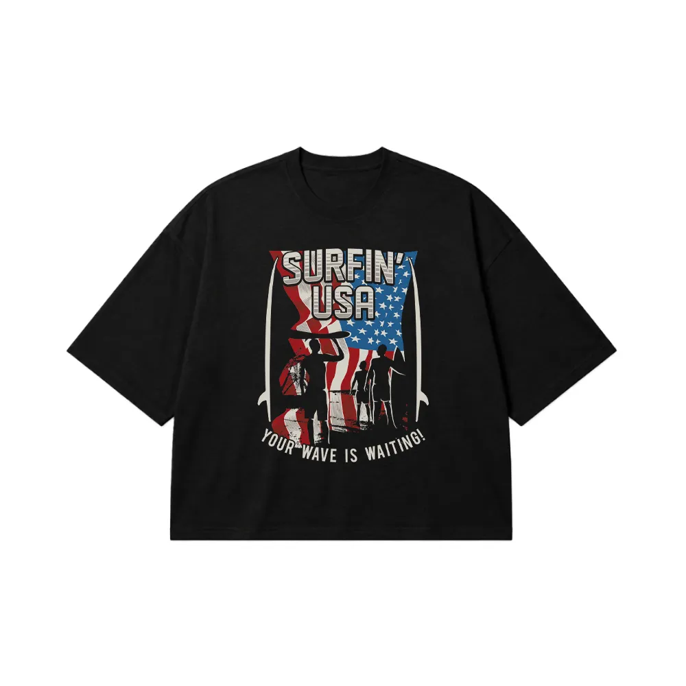 تیشرت باکسی موج‌سواری طرح Surfin USA کد 18991