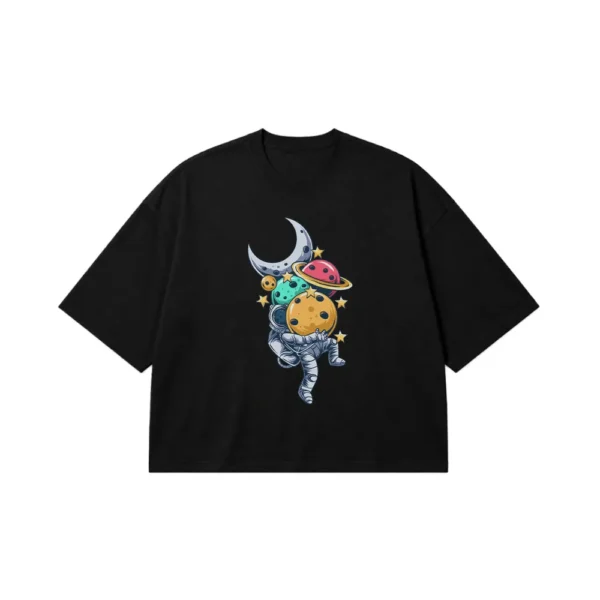 تیشرت باکسی فضانورد کودک طرح سیاره‌ها کد 19016