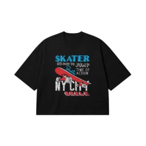 تیشرت باکسی اسکیت‌برد طرح Skater Action کد 19050