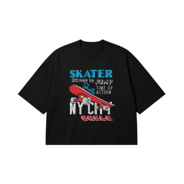 تیشرت باکسی اسکیت‌برد طرح Skater Action کد 19050
