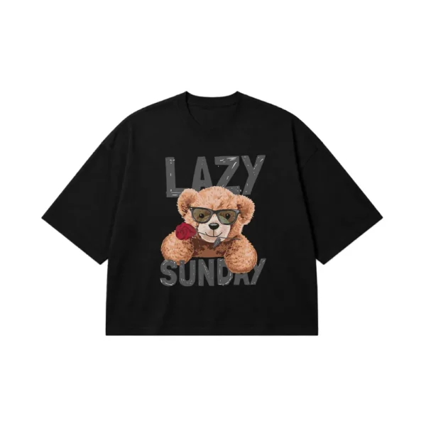 تیشرت باکسی خرس طرح Lazy Sunday کد 19072