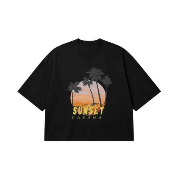 تیشرت باکسی طرح غروب Sunset Cabana کد 19084