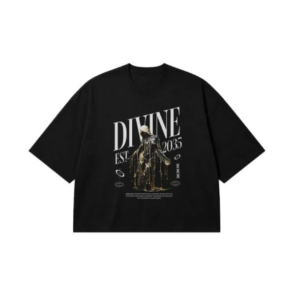 تیشرت باکسی دارک طرح Divine کد 1909