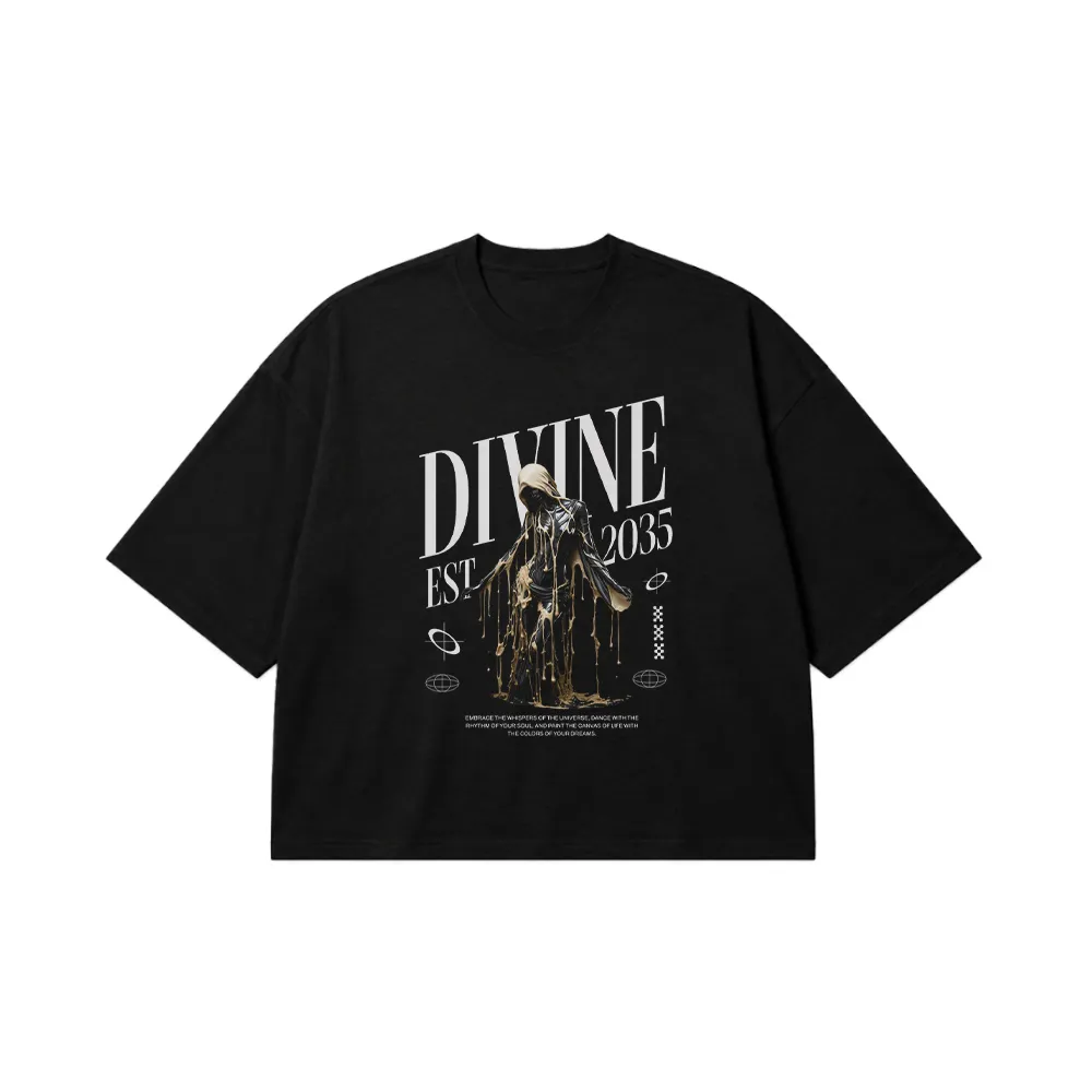 تیشرت باکسی دارک طرح Divine کد 1909
