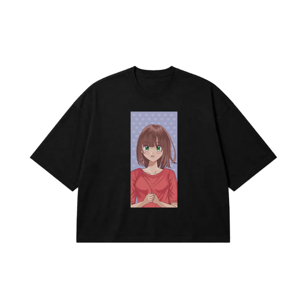 تیشرت باکسی انیمه طرح دختر موی قرمز (Anime Girl) کد 19100