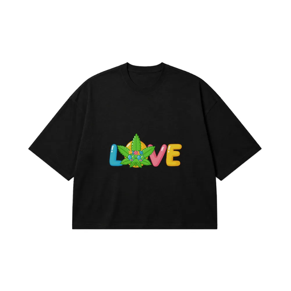 تیشرت باکسی نوشته Love طرح علف کد 19113