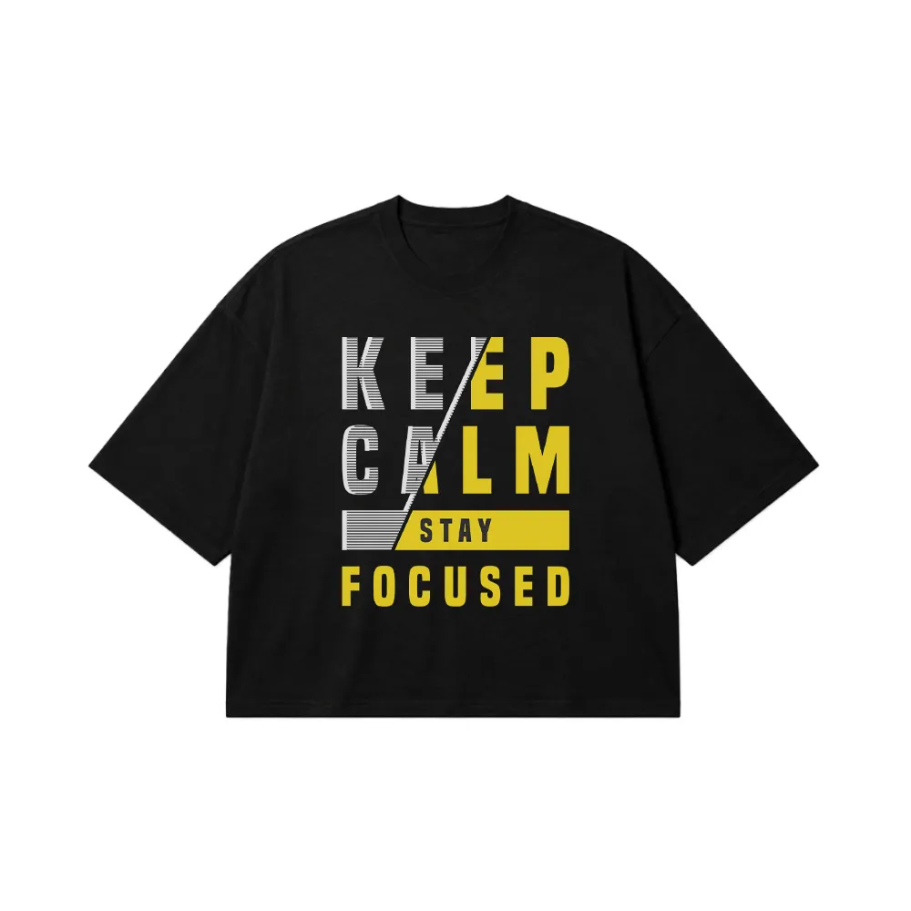 تیشرت باکسی نوشته Keep Calm Stay Focused کد 19149
