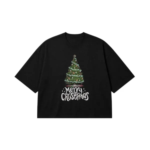 تیشرت باکسی کریسمس طرح درخت و نوشته Merry Christmas کد 1915