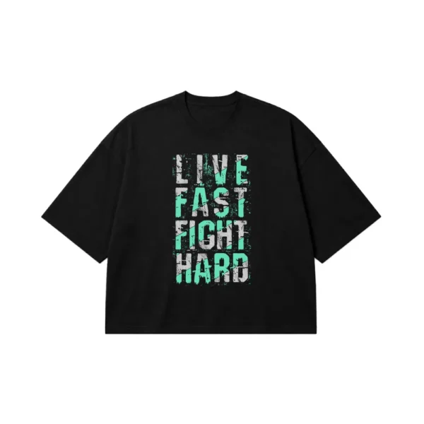 تیشرت باکسی نوشته Live Fast Fight Hard کد 19150
