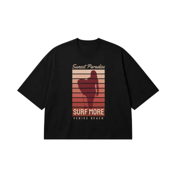 تیشرت باکسی موج‌سواری طرح Surf More Venice Beach کد 1918