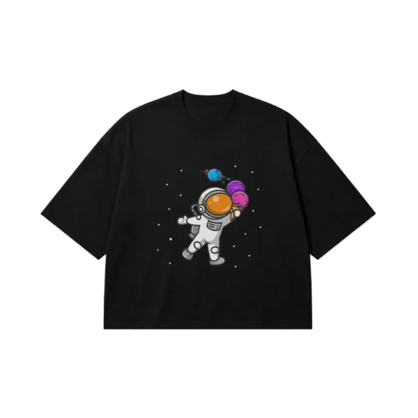 تیشرت باکسی فضانورد طرح بستنی فضایی (Astronaut Ice Cream) کد 19196