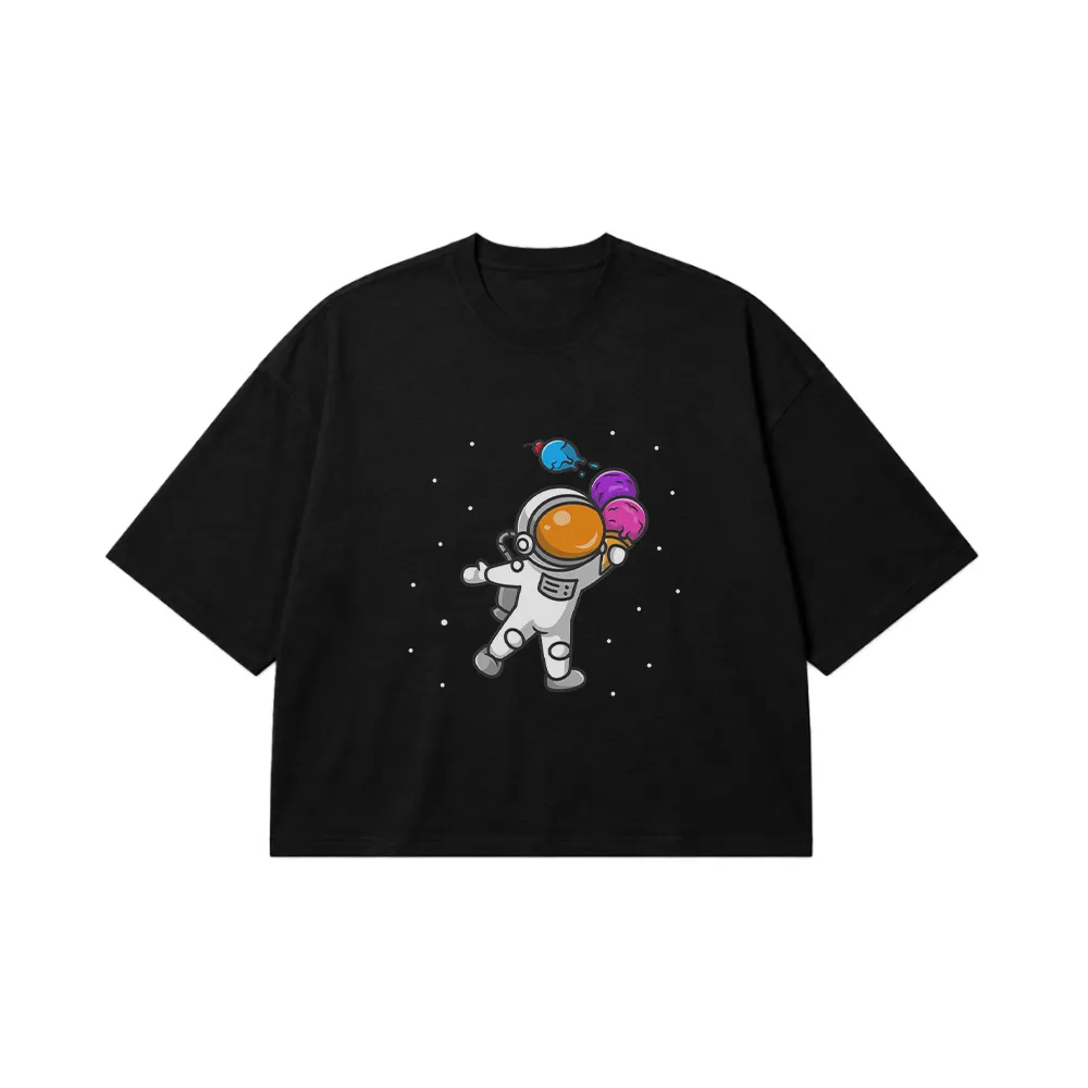 تیشرت باکسی فضانورد طرح بستنی فضایی (Astronaut Ice Cream) کد 19196