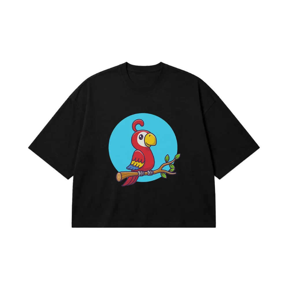 تیشرت باکسی طوطی قرمز طرح کیوت (Red Parrot) کد 19217
