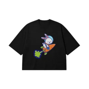 تیشرت باکسی خرگوش فضانورد طرح هویج (Bunny Astronaut) کد 19218